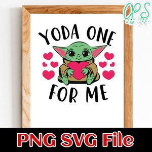 Baby YODA One For Me Heart Valentine's Day SVG PNG Customizable Instant Download