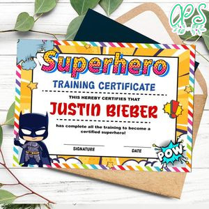 Batman Certificate Template Customizable Instant Download